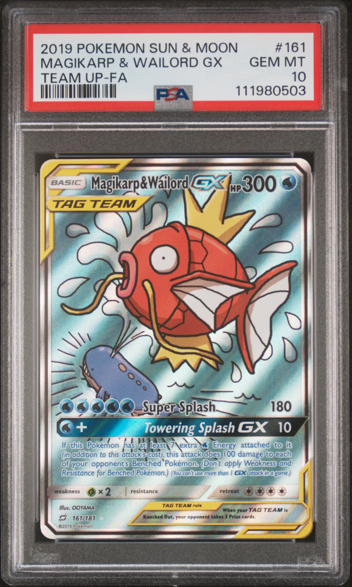 Magikarp & Wailord GX Team Up Alt Art PSA 10