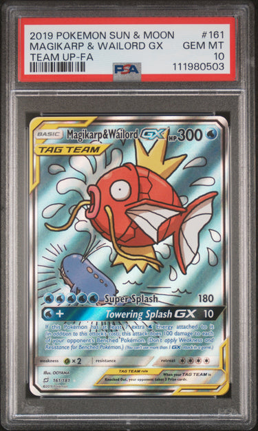 Magikarp & Wailord GX Team Up Alt Art PSA 10