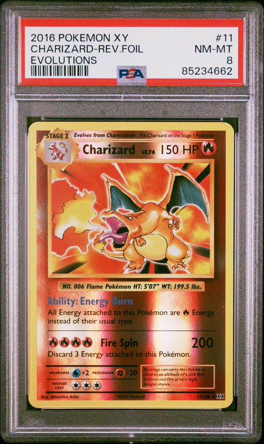 Charizard Reverse Holo XY Evolutions PSA 8