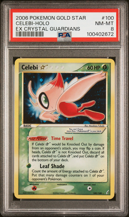 Celebi Gold Star EX Crystal Guardians PSA 8