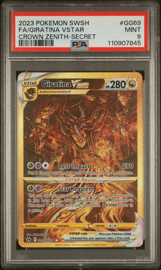 Giratina Vstar Gold Secret Rare Crown Zenith #GG69 PSA 9