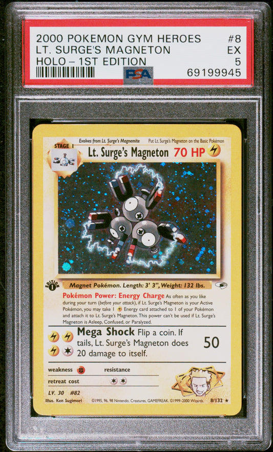 Lt. Surge's Magneton Holo 1st Edition PSA 5