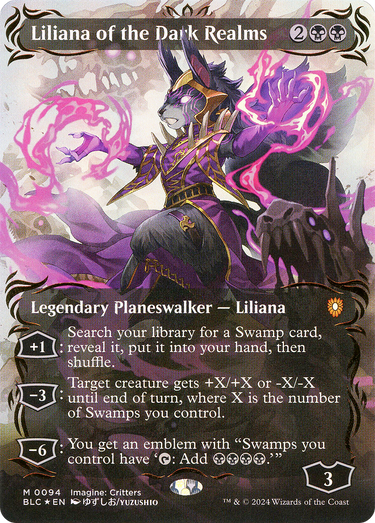 Liliana of the Dark Realms (Borderless) (Raised Foil) (BLC-094) - Bloomburrow Commander (Borderless) Foil