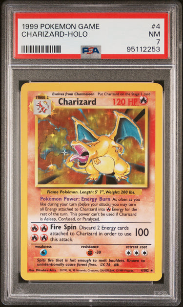 Charizard Holo Base Set Unlimited Shadowed #4 PSA 7