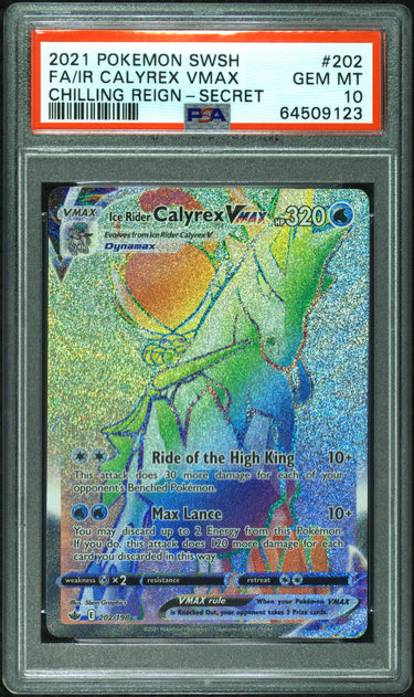 Ice Rider Clayrex VMAX Full Art Rainbow #202 PSA 10