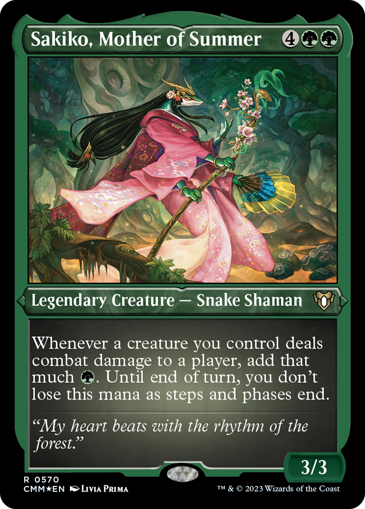 Sakiko, Mother of Summer (CMM-570) - Commander Masters Etched Foil