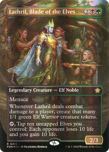 Lathril, Blade of the Elves (Borderless) (Mana Foil) (FDN-410) - Foundations (Borderless) Foil