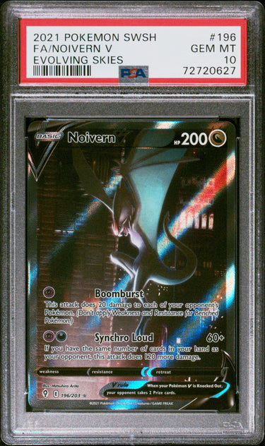 2021 POKEMON SWORD & SHIELD EVOLVING SKIES #196 FA/NOIVERN V EVOLVING SKIES PSA 10