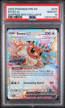 2025 POKEMON PRE EN-PRISMATIC EVOLUTIONS #075 EEVEE ex SURPRISE BOX EXCLUSIVE