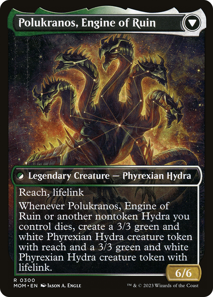 Polukranos Reborn // Polukranos, Engine of Ruin (MOM-300) - March of the Machine: (Showcase) Foil
