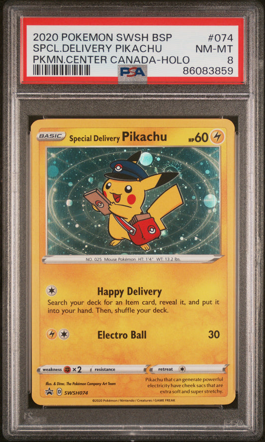 Special Delivery Pikachu Promo PSA 8