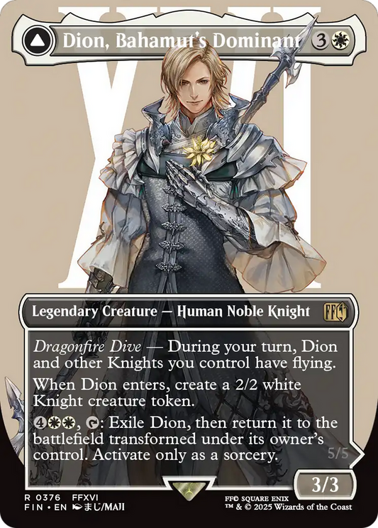 Dion, Bahamut's Dominant // Bahamut, Warden of Light (FIN-376) - FINAL FANTASY: (enchantment) (Borderless) Foil