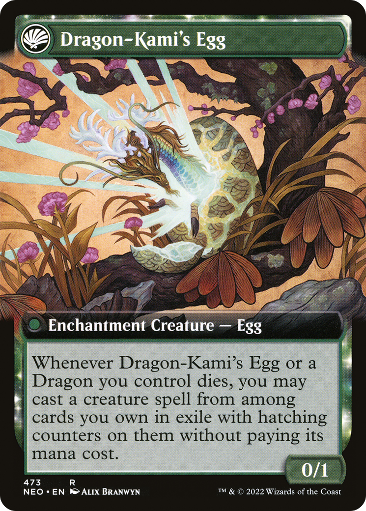 The Dragon-Kami Reborn // Dragon-Kami's Egg (NEO-473) - Kamigawa: Neon Dynasty: (Extended Art, fandfc, enchantment)