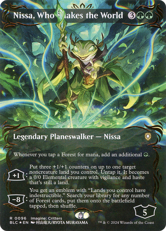 Nissa, Who Shakes the World (BLC-096) - Bloomburrow Commander (Borderless) Foil