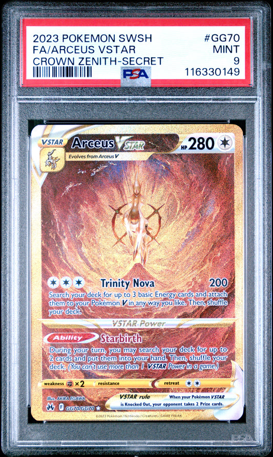 Arceus Vstar Gold Secret Rare Crown Zenith #GG70 PSA 9
