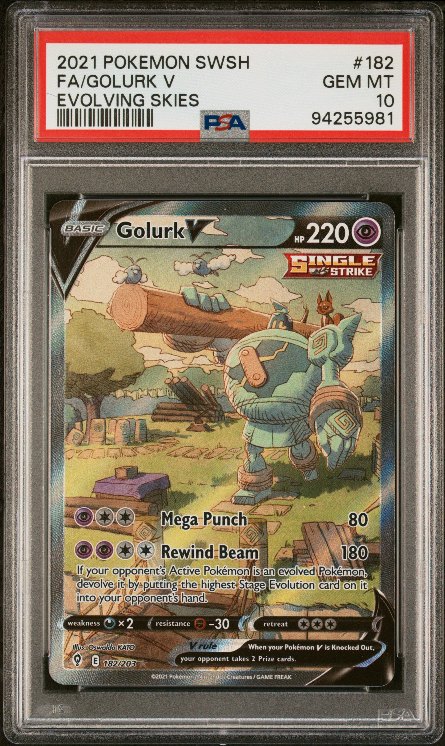 Golurk V Full Art #182 PSA 10