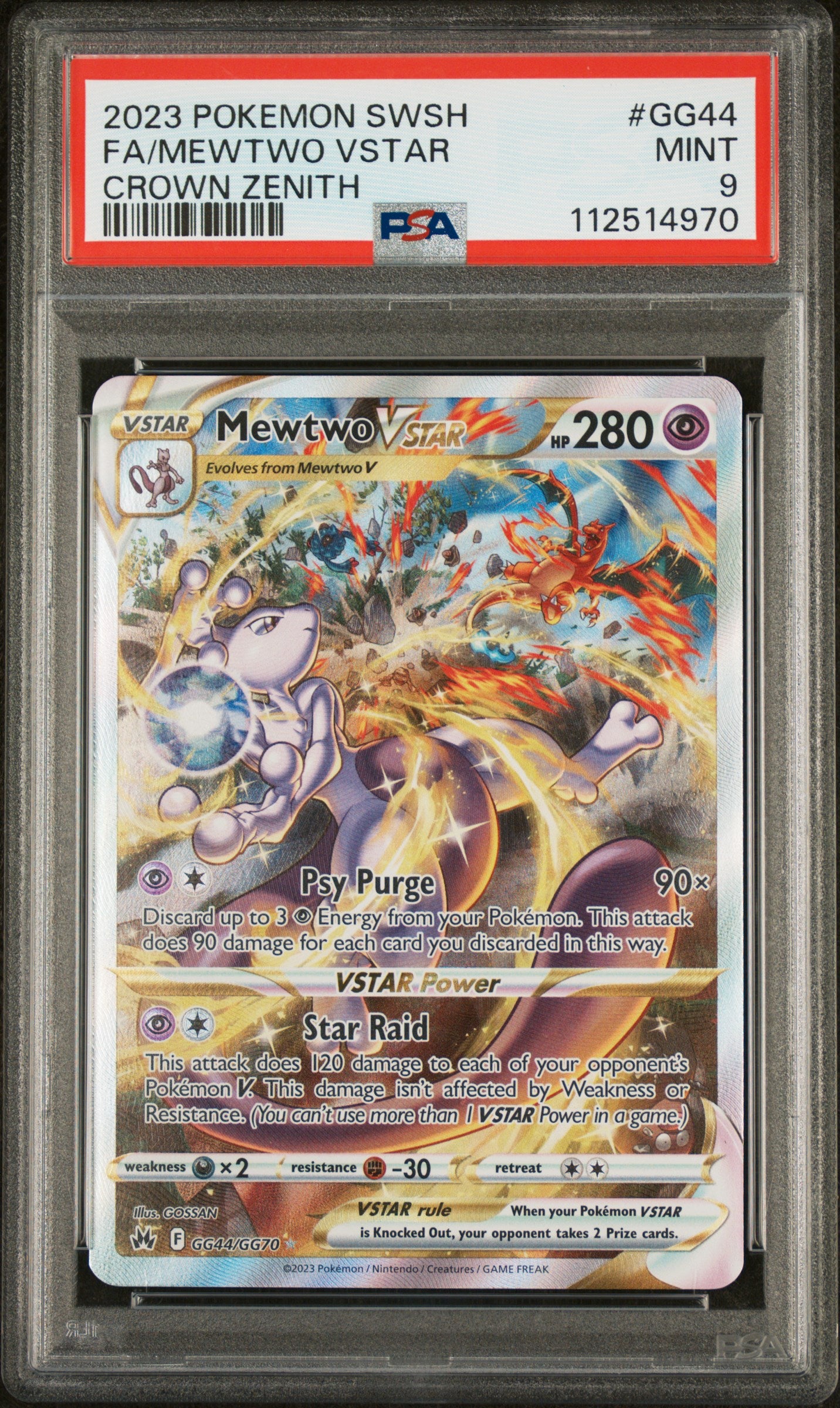 Mewtwo VSTAR Alternate Full Art GG44 PSA 9
