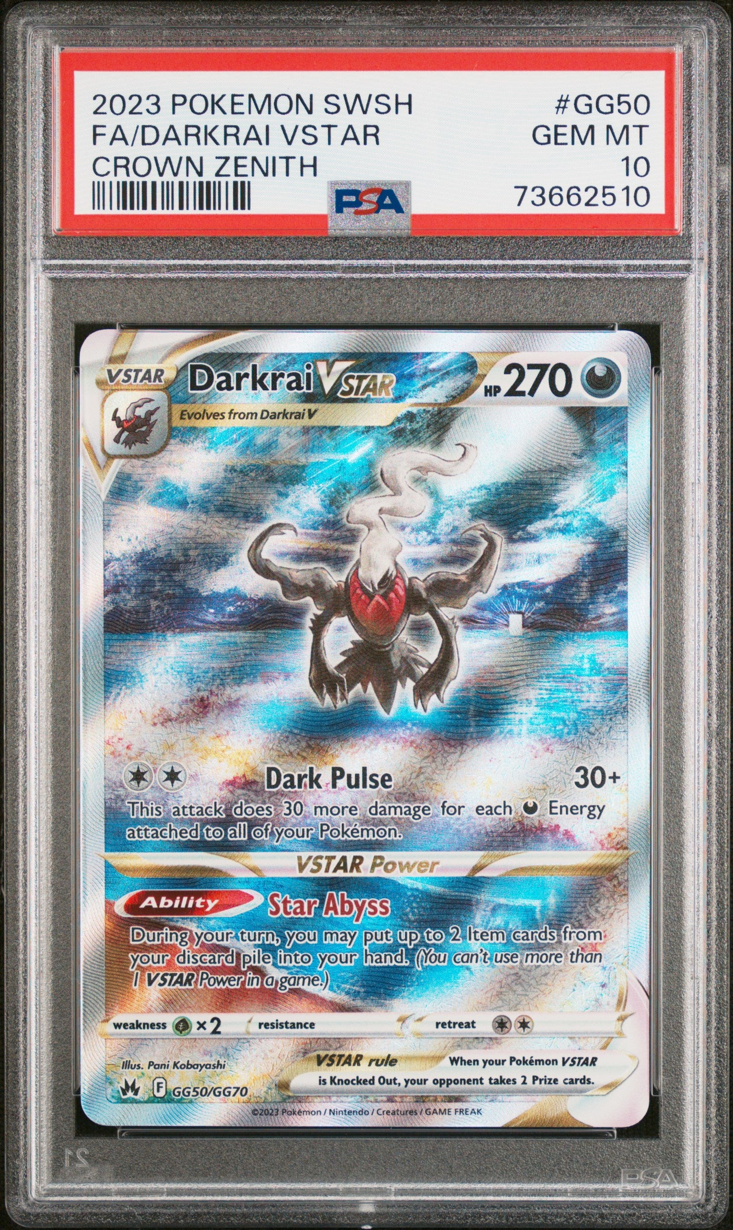 Darkrai Vstar Full Art #GG50 PSA 10