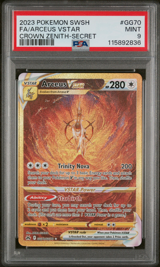 Arceus Vstar Gold Secret Rare Crown Zenith PSA 9