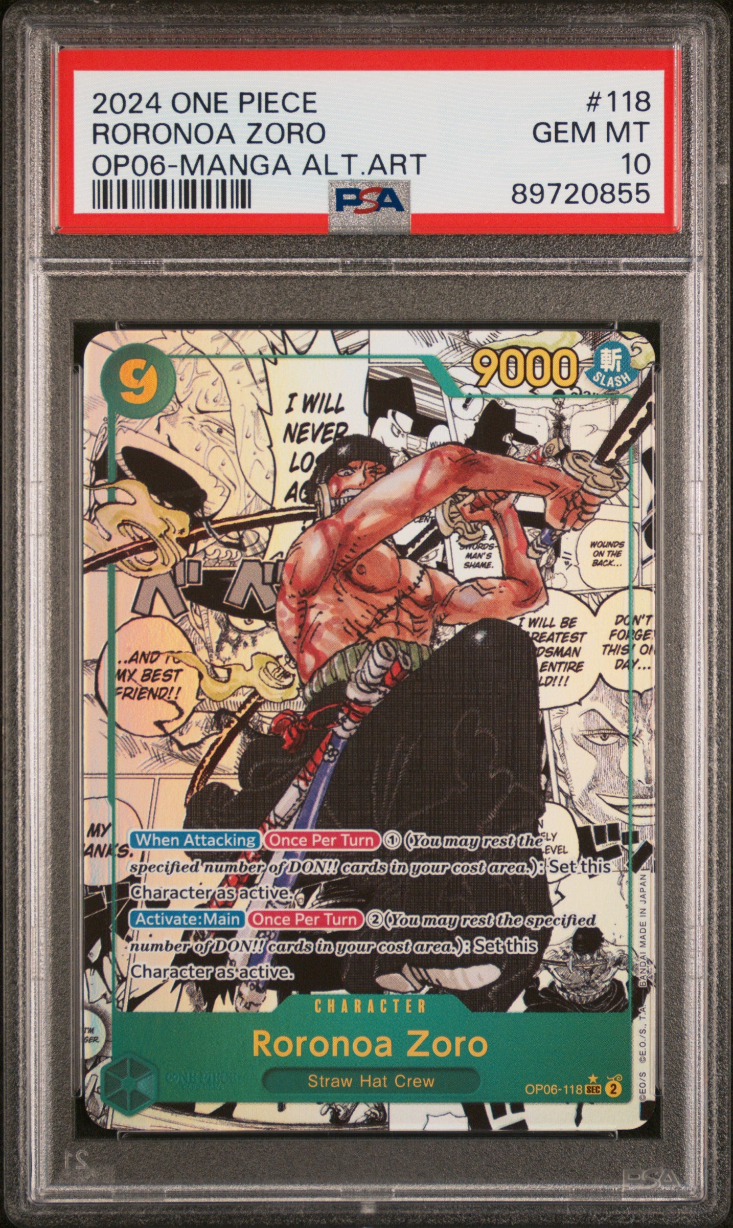 Roronoa Zoro Manga Rare PSA 10