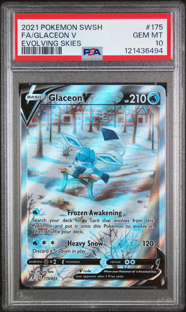 22021 POKEMON SWORD & SHIELD EVOLVING SKIES #175 FA/GLACEON V EVOLVING SKIES