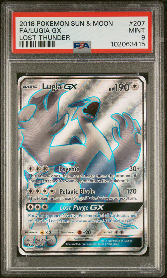 Lugia GX Full Art Lost Thunder #207 PSA 9