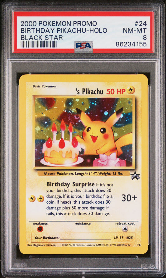 Birthday Pikachu Holo #24 Promo PSA 8