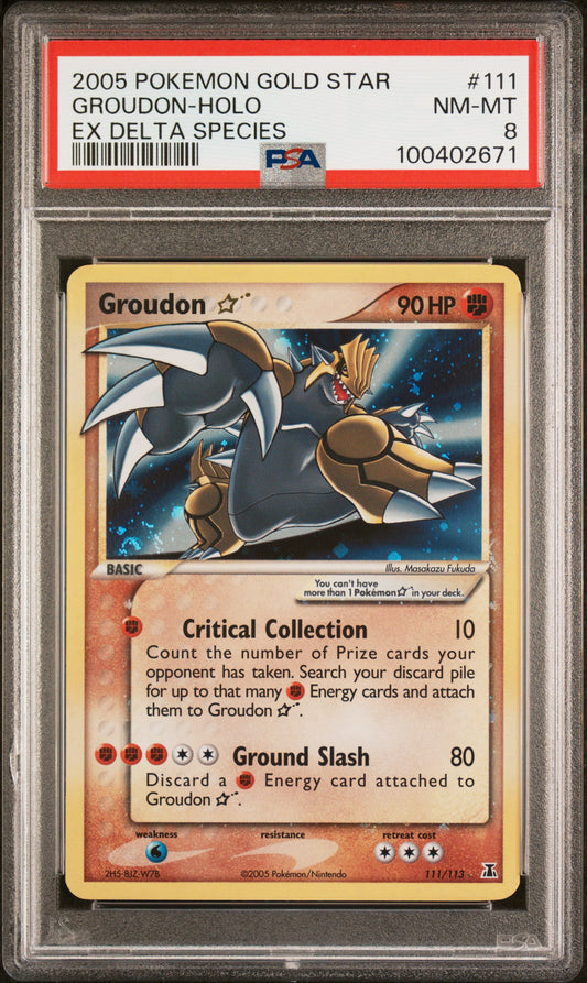 Groudon Gold Star EX Delta Species PSA 8