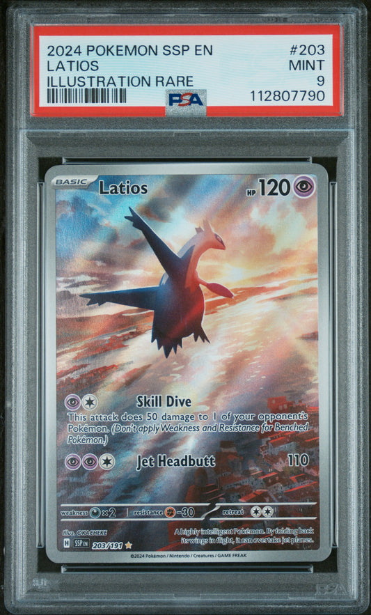 Latios Illustration Rare Surging Sparks #203 PSA 9