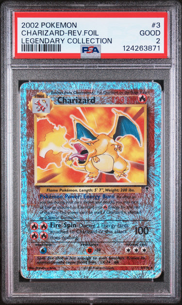 Charizard Reverse Holofoil Legendary Collection 3/110 PSA 2
